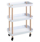 Beistelltisch 54319, 76cm (H), 50x30cm (BxT), oval, weiß / natur
