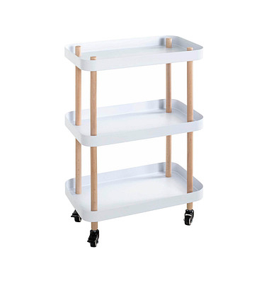 Beistelltisch 54319, 76cm (H), 50x30cm (BxT), oval, weiß / natur