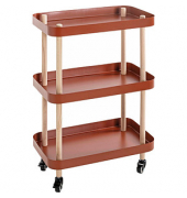 Beistelltisch 54419, 76cm (H), 50x30cm (BxT), oval, rot / natur