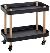 Beistelltisch 54518, 47cm (H), 50x30cm (BxT), oval, schwarz / natur