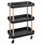 Beistelltisch 54519, 76cm (H), 50x30cm (BxT), oval, schwarz / natur