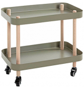 Beistelltisch 54918, 47cm (H), 50x30cm (BxT), oval, grün / natur