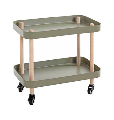 Beistelltisch 54918, 47cm (H), 50x30cm (BxT), oval, grün / natur