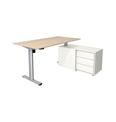 Sitz-Steh-Schreibtischkombination Move 1 base, elektrisch h&ouml;henverstellbar 73-123cm (H), 150x80cm (BxT), rechteckig, ahorn / sil