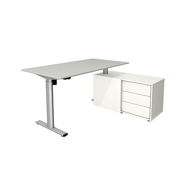 Sitz-Steh-Schreibtischkombination Move 1 base, elektrisch h&ouml;henverstellbar 73-123cm (H), 150x80cm (BxT), rechteckig, lichtgrau /