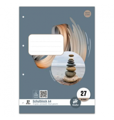 Schulblock 040450027 Style, Lineatur 27 / liniert mit Rand innen/außen, A4, 70g, 50 Blatt