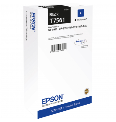 Druckerpatrone T7561L C13T75614N (kompatibel zu Epson T7561), schwarz, ca. 2500 Seiten