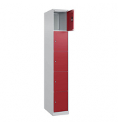 Schließfachschrank Classic Plus lichtgrau, rubinrot 080000-105 S10001, 5 Schließfächer 30,0 x 50,0 x 185,0 cm
