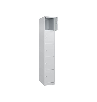 Schließfachschrank Classic Plus lichtgrau 080000-105 S10008, 5 Schließfächer 30,0 x 50,0 x 185,0 cm