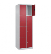 Schließfachschrank Classic Plus lichtgrau, rubinrot 080000-204 S10001, 8 Schließfächer 60,0 x 50,0 x 185,0 cm