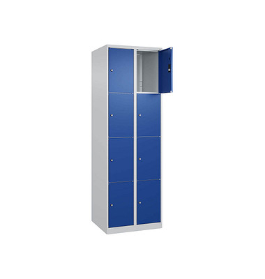 Schließfachschrank Classic Plus enzianblau, lichtgrau 080000-204 S10003, 8 Schließfächer 60,0 x 50,0 x 185,0 cm