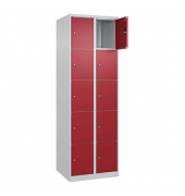 Schließfachschrank Classic Plus lichtgrau, rubinrot 080000-205 S10001, 10 Schließfächer 60,0 x 50,0 x 185,0 cm