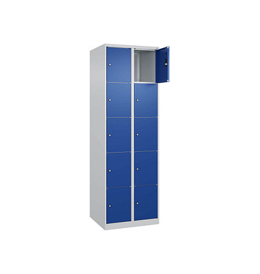 Schließfachschrank Classic Plus enzianblau, lichtgrau 080000-205 S10003, 10 Schließfächer 60,0 x 50,0 x 185,0 cm