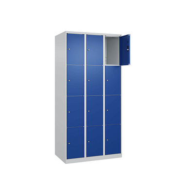 Schließfachschrank Classic Plus enzianblau, lichtgrau 080000-304 S10003, 12 Schließfächer 90,0 x 50,0 x 185,0 cm