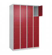 Schließfachschrank Classic Plus lichtgrau, rubinrot 080000-404 S10001, 16 Schließfächer 120,0 x 50,0 x 185,0 cm