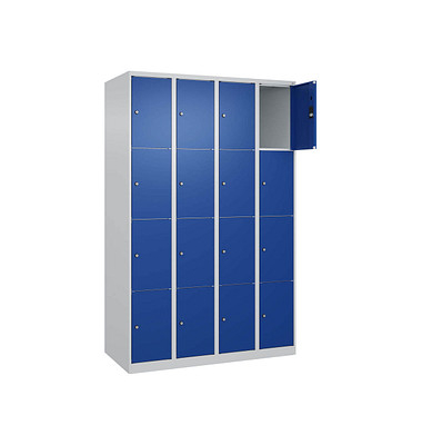 Schließfachschrank Classic Plus enzianblau, lichtgrau 080000-404 S10003, 16 Schließfächer 120,0 x 50,0 x 185,0 cm