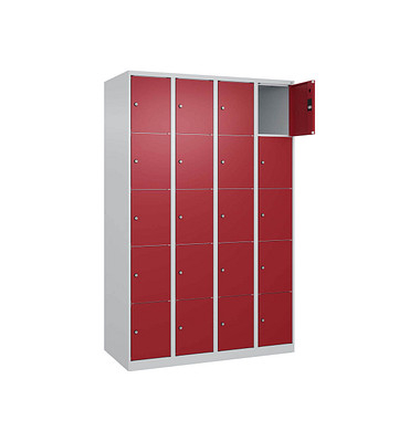Schließfachschrank Classic Plus lichtgrau, rubinrot 080000-405 S10001, 20 Schließfächer 120,0 x 50,0 x 185,0 cm
