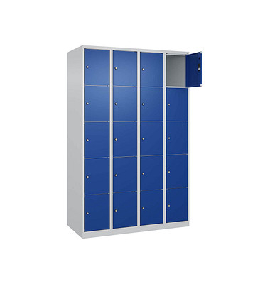 Schließfachschrank Classic Plus enzianblau, lichtgrau 080000-405 S10003, 20 Schließfächer 120,0 x 50,0 x 185,0 cm