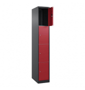 Schließfachschrank Classic Plus rubinrot, schwarzgrau 080000-104 S10021, 4 Schließfächer 30,0 x 50,0 x 185,0 cm
