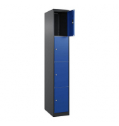 Schließfachschrank Classic Plus enzianblau, schwarzgrau 080000-104 S10022, 4 Schließfächer 30,0 x 50,0 x 185,0 cm