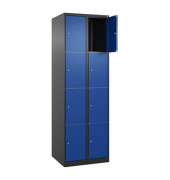 Schließfachschrank Classic Plus enzianblau, schwarzgrau 080000-204 S10034, 8 Schließfächer 60,0 x 50,0 x 185,0 cm