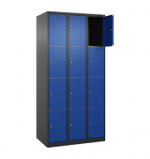 Schließfachschrank Classic Plus enzianblau, schwarzgrau 080000-304 S10029, 12 Schließfächer 90,0 x 50,0 x 185,0 cm