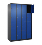 Schließfachschrank Classic Plus enzianblau, schwarzgrau 080000-404 S10029, 16 Schließfächer 120,0 x 50,0 x 185,0 cm