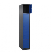 Schließfachschrank Classic Plus enzianblau, schwarzgrau 080000-105 S10028, 5 Schließfächer 30,0 x 50,0 x 185,0 cm