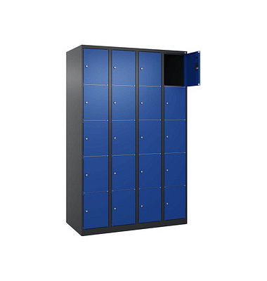 Schließfachschrank Classic Plus enzianblau, schwarzgrau 080000-405 S10030, 20 Schließfächer 120,0 x 50,0 x 185,0 cm