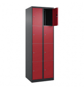 Schließfachschrank Classic Plus rubinrot, schwarzgrau 080000-204 S10035, 8 Schließfächer 60,0 x 50,0 x 185,0 cm
