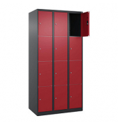 Schließfachschrank Classic Plus rubinrot, schwarzgrau 080000-304 S10030, 12 Schließfächer 90,0 x 50,0 x 185,0 cm