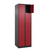 Schließfachschrank Classic Plus rubinrot, schwarzgrau 080000-205 S10032, 10 Schließfächer 60,0 x 50,0 x 185,0 cm