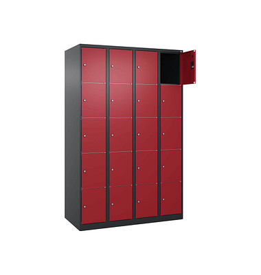 Schließfachschrank Classic Plus rubinrot, schwarzgrau 080000-405 S10031, 20 Schließfächer 120,0 x 50,0 x 185,0 cm