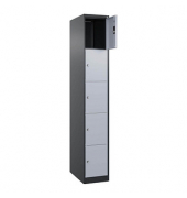 Schließfachschrank Classic Plus schwarzgrau, weißaluminium 080000-105 S10032, 5 Schließfächer 30,0 x 50,0 x 185,0 cm