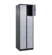 Schließfachschrank Classic Plus schwarzgrau, weißaluminium 080000-204 S10038, 8 Schließfächer 60,0 x 50,0 x 185,0 cm