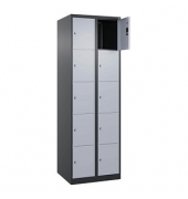 Schließfachschrank Classic Plus schwarzgrau, weißaluminium 080000-205 S10040, 10 Schließfächer 60,0 x 50,0 x 185,0 cm