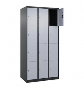 Schließfachschrank Classic Plus schwarzgrau, weißaluminium 080000-304 S10033, 12 Schließfächer 90,0 x 50,0 x 185,0 cm