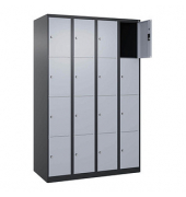 Schließfachschrank Classic Plus schwarzgrau, weißaluminium 080000-404 S10034, 16 Schließfächer 120,0 x 50,0 x 185,0 cm