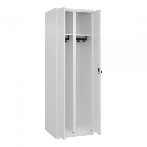 4067521331606 - Schwarz-Weiß-Spind Classic PLUS 1 Abteil verkehrsweiß HxB 1850 x 600 mm mit Bodengleitern Drehriegel C+P