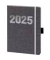 Buchkalender 02-0348, V-Book, grau, 1 Woche / 2 Seiten, 9x14cm (A6), 2025