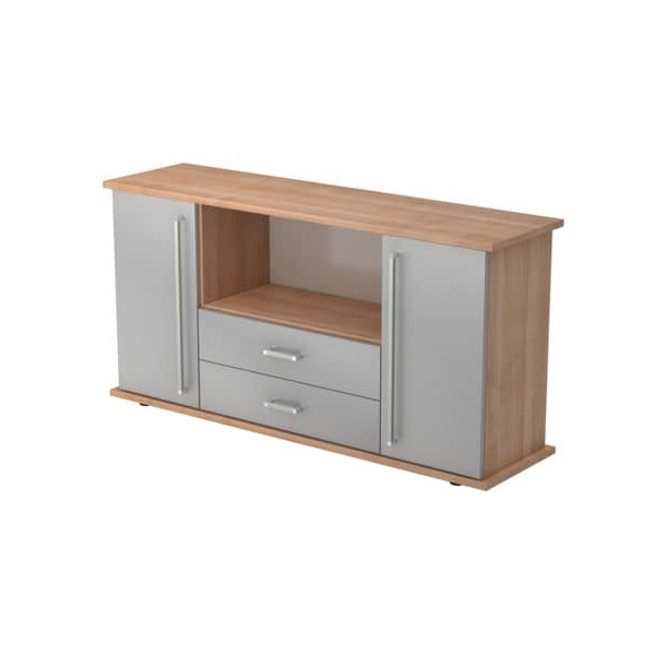 4032062133217 - PRO KAPA SB Sideboard mit Türen + Schüben - Nussbaum Silber Sideboard Chromgriff Metall