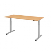 Sitz-Steh-Schreibtisch XMST, elektrisch h&ouml;henverstellbar, 73-119cm (H), 180x80cm (BxT), rechteckig, buche / silber
