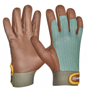 Gartenhandschuhe VITIS, 100 % Ziegenleder, braun/grün, Größe 9 / L