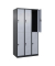 Spind Classic Plus schwarzgrau, weißaluminium 080300-30 S10125, 6 Schließfächer 90,0 x 50,0 x 185,0 cm