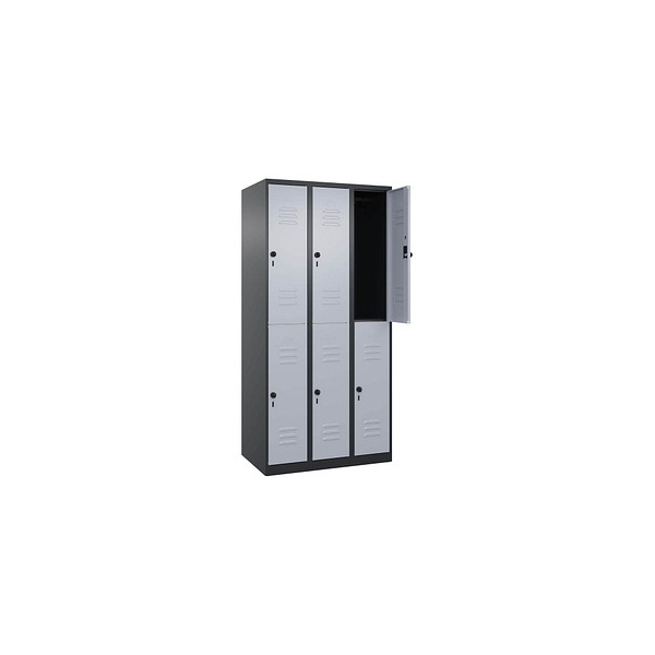 4068427573268 - Spind Classic Plus schwarzgrau weißaluminium 080300-30 S10125 6 Schließfächer 900 x 500 x 1850 cm 4068427573268 C+P-Möbel 4068427573268 - Spind Classic Plus schwarzgrau weißaluminium 080300-30 S10125 6 Schließfächer 900 x 500 x 1850 cm 4068427573268 C+P-Möbel