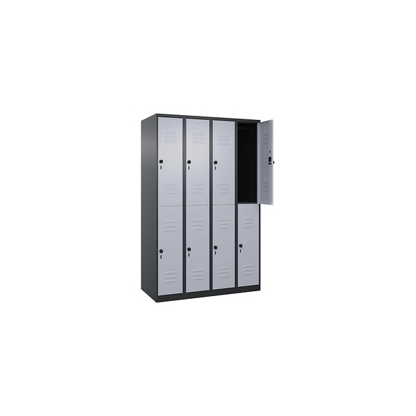 4068427573299 - Spind Classic Plus schwarzgrau weißaluminium 080300-40 S10118 8 Schließfächer 1200 x 500 x 1850 cm 4068427573299 C+P-Möbel 4068427573299 - Spind Classic Plus schwarzgrau weißaluminium 080300-40 S10118 8 Schließfächer 1200 x 500 x 1850 cm 4068427573299 C+P-Möbel