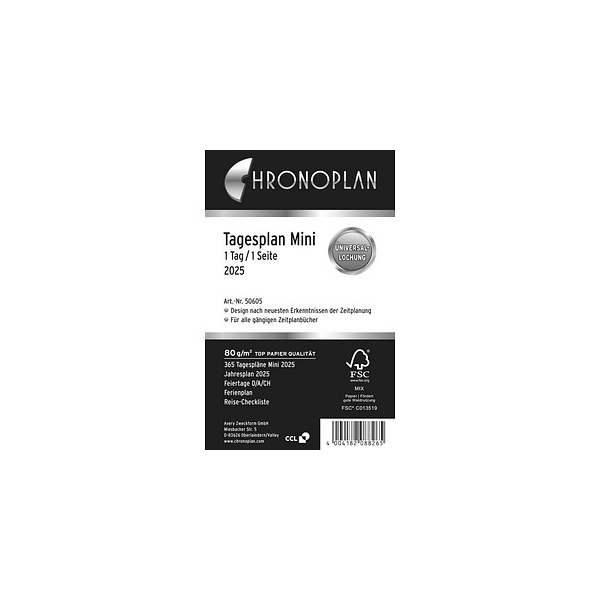 4004182088265 - Kalendereinlage 50605 Tagesplan 1 Tag 1 Seite 79x125mm (Mini) 2025 4004182088265 Chronoplan 4004182088265 - Kalendereinlage 50605 Tagesplan 1 Tag 1 Seite 79x125mm (Mini) 2025 4004182088265 Chronoplan
