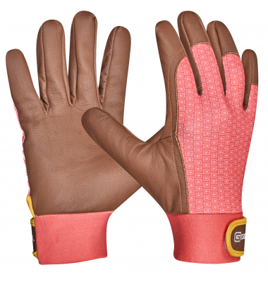 Gartenhandschuhe LONICERA, 100 % Ziegenleder, braun, Größe 7 / S