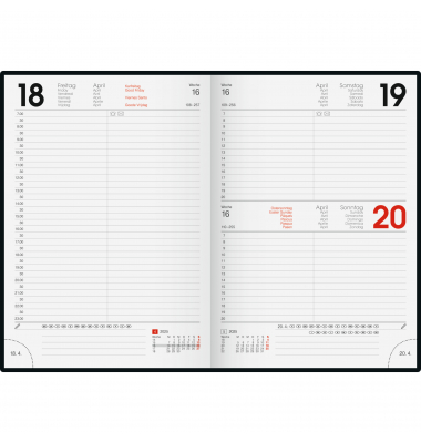 Buchkalender 1079560905, Modell 795, schwarz, 1 Tag / 1 Seite, Sa/So 1 Seite, 14,5x20,6cm (A5), 2025