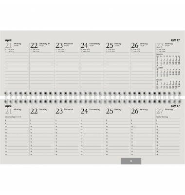 Schreibtischquerkalender 5072341805, Recycling, 1 Woche / 2 Seiten, 29,7x10,5cm, 2025